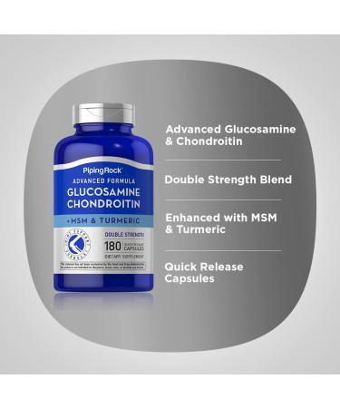 Piping Rock Glucosamine Chondroitin MSM and Turmeric | 180 Capsules | Complex Supplement | Advanced Double Strength Formula | Non-GMO Gluten Free - Buy Online on GoSupps.com