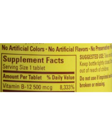 Nature Made Vitamin B12 500 mcg Tablets - 100 Ct Pack (1 x 100 Count) - Buy Online on GoSupps.com