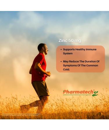 Pharmatech Zinc 50mg Immune Support Supplement - Chelated Gluconate Mineral Antioxidant for Men and Women - 60 Easy-to-Swallow Tablets - Buy Online on GoSupps.com