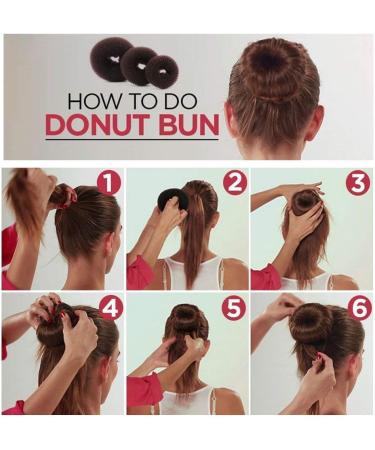 MORGLES Donut Bun Maker Set - 7pcs Hair Ring Style in 4 Sizes with Elastic Bands and Hair Pins - Ideal for Chignon Hair Styles and Ballet Dancers - Dark Brown - Buy Online on GoSupps.com
