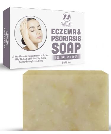 Eczema Soap Bar for Face and Body All Natural Dermatitis Psoriasis Treatment for Dry Itchy Flaky Skin Relief Gentle Detoxifying Healing Anti-Itch Cleansing Skincare Remedy 4 oz Eczema Soap Bar Made in USA Coconut 4 Ounce (Pack of 1)