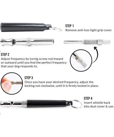 Dog Whistle and Dog Clicker Dog Training Kit Adjustable Frequencies Pitch Whistle with Black Lanyard and Wrist Strap for Dog Training Durable Lightweight Easy to Use 4 Pack (Black and White) - Buy Online on GoSupps.com