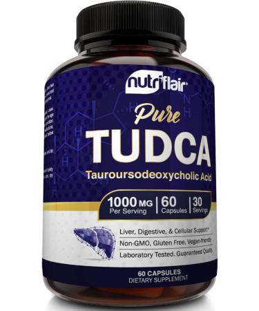 NutriFlair Pure TUDCA 1000mg 60 Capsules - Liver, Kidney, Gallbladder Support - Detox Cleanse Supplement - Non-GMO, Gluten Free - Made in USA - Buy Online on GoSupps.com