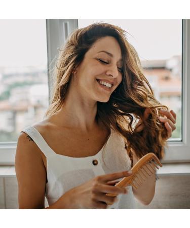 Sandalwood Wide Tooth Comb - RustiK Wooden Anti-Static Detangling Hair Comb for Men and Women - Buy Online on GoSupps.com