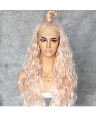 SAPPHIREWIGS Long Rose Gold Blonde Color Natural Curly Daily Makeup Heat Resistant Synthetic Lace Front Wedding Wedding Party Wigs 24inch - Buy Online on GoSupps.com