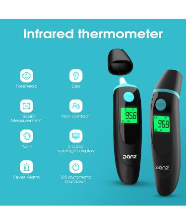 Forehead and Ear Thermometer for Adults and Kids - No Touch Digital Thermometer with Fever Alarm - Fast, Reliable, and Accurate - Black - Buy Online on GoSupps.com