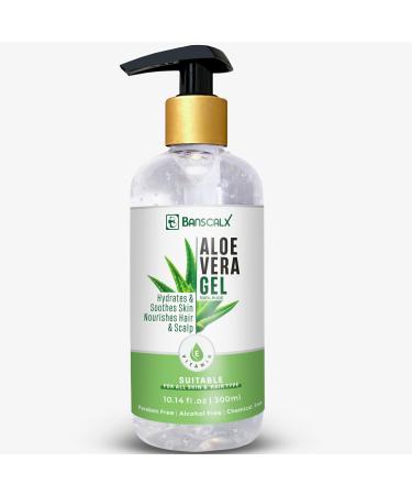 Organic Aloe Vera Gel 10.14oz - 100% Pure Natural Aloe gel - Sunburn Relief & Hydration for Face Body Scalp & Hair Soothing Moisturizer After Sun Exposure Dry Skin Sensitive Skin Unscented