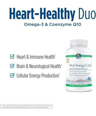 Nordic Naturals ProOmega CoQ10 - 120 Soft Gels | 650 mg EPA 450 mg DHA & 100 mg CoQ10 | Premium Fish Oil Supplement - Worldwide Shipping - Buy Online on GoSupps.com
