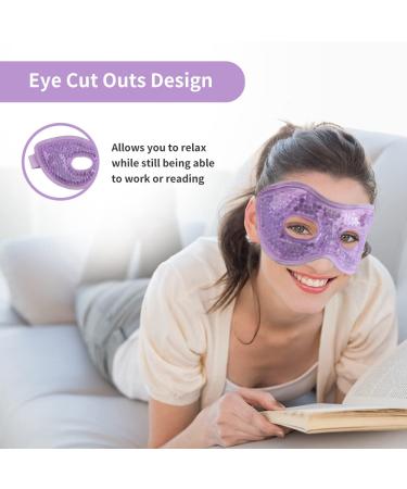NEWGO Gel Eye Mask Reusable Cooling Eye Mask with Eye Holes - Hot Cold Eye Compress for Puffy Eyes, Migraine, Stress Relief - Purple - Buy Online on GoSupps.com