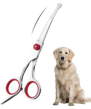 Bubuxy Dog Grooming Scissors Cat Grooming Scissors Pet Grooming Scissors with Safety Round Tip Stainless Steel Dog Cat Grooming Shears (Red Curved Scissor) - Buy Online on GoSupps.com