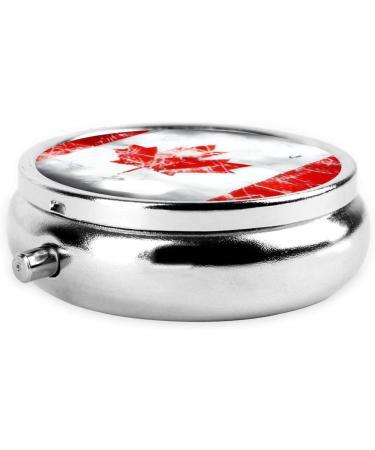 Retro Canada Flag Portable Metal Pill Box - 3-Compartment Travel Case for Small Pills | Hinged Design Ideal for On-the-Go Lifestyle - Buy Online on GoSupps.com
