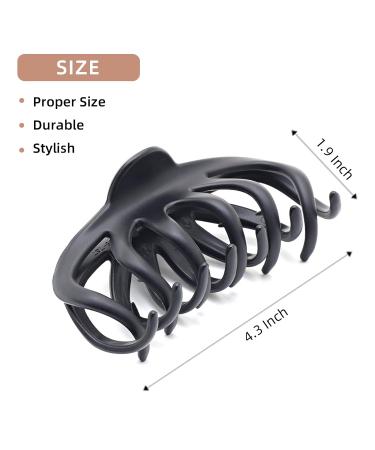2 Pack 4.3 Inch Large Hair Claw Clips for Women Girls - Matte Nonslip Strong Hold Jaw Clamps (Black & Light Tortoiseshell) - Buy Online on GoSupps.com