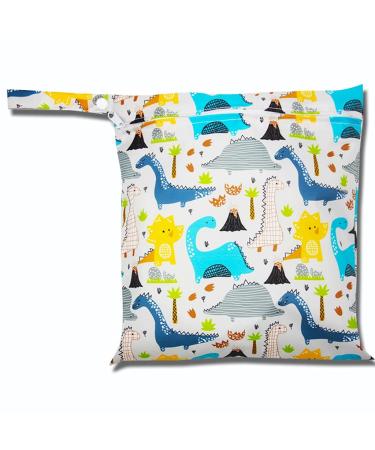 Egurs Wetbag Waterproof Reusable Diaper Bag Nappy Bag Little Dinosaur M 30 * 28cm M 30*28cm Little Dinosaur
