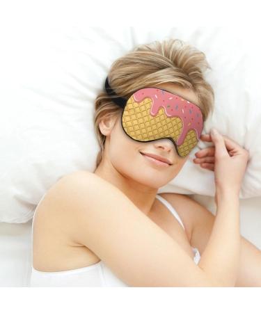Buy Strawberry Cream Waffle Sleep Mask - Pink & Yellow | Soft Light-Blocking Eye Cover for Women | Adjustable Strap Blindfold Eye Shade - Buy Online on GoSupps.com