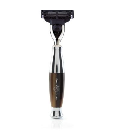 Edwin Jagger chrome-plated handle from the Diffusion 36 series with light horn compatible with Gillette Mach3 razor blades.