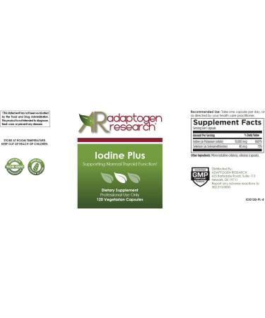 Iodine Plus with Potassium Iodide 10mg, Selenium | 120 Vegetarian Capsules by Adaptogen Research - Buy Online on GoSupps.com