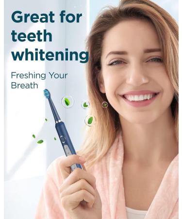 Sonic Electric Toothbrush for Adults and Kids | 8 Heads, 5 Modes, 120 Days Use, 3-Hour Fast Charge | Marine Blue, 1 count - Buy Online on GoSupps.com