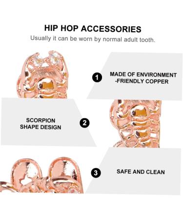 BCOATH 1pc Scorpion Single Braces Decor Rose Grills for Women Tooth Jewelry Vampire Aldult Man 2X1cm Golden - Buy Online on GoSupps.com