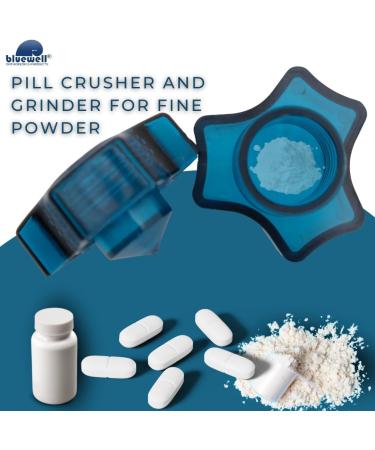 Bluewell Pill Crusher - Fine Powder Grinder for Kids & Pets Ideal for Elderly with Easy Swallowing Cup & Storage Compartment - Buy Online on GoSupps.com