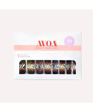 Shop Avoa Beauty Eye of the Tiger Nail Film - 16 Self-Adhesive Long-Lasting Animal Print Nail Wraps in Black Brown Red White - Buy Online on GoSupps.com