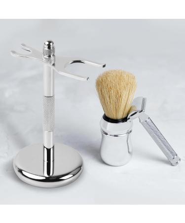 Hoaaigo Stainless Steel Razor Plane Stand - Non-Slip Shaving Stand for Men - Portable Shaver Brush Bracket in Silver - Buy Online on GoSupps.com