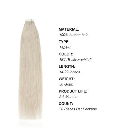 Real Remy Hair Tape Extensions - White Blonde #1000 - 40cm 20 Pieces 50g - Invisible Hair Extensions for Women - Buy Online on GoSupps.com