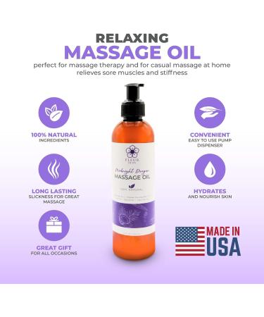 Luxurious Therapeutic Body Massage Oil - Soothes Sore Muscles & Relieves Stiffness - 8oz USA Made with Safflower & Organic Coconut Oils Infused with Acai Berry for Anti-Cellulite - Buy Online on GoSupps.com