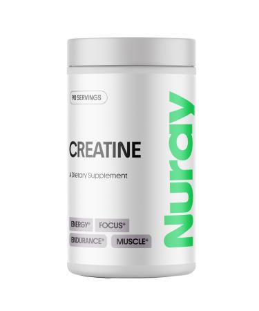 Nuray Premium Creatine Monohydrate Powder Energy Enhancer and Exercise Performance & Recovery, Support Muscle Mass & Brain Function Unflavored, 90 Serving, Vegetarian