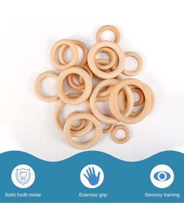 Rosewinec 20-Piece Baby Wooden Rings | Natural Wood Teether & DIY Craft Bracelet for Teething Relief (30/40/50/60/70mm) - Buy Online on GoSupps.com