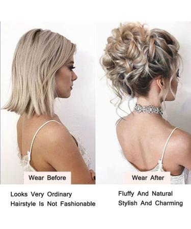 Light Grey Wavy Curly Messy Bun Hair Chignon Clip - Synthetic Hair Updo for Women & Girls - Buy Online on GoSupps.com