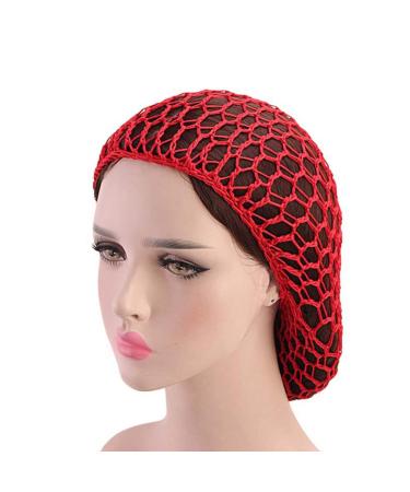 Minkissy 2Pcs Sleeping Hair Nets - Crochet Long Hair Snood Turban for Women & Girls | Red & Yellow - Shop Internationally! - Buy Online on GoSupps.com