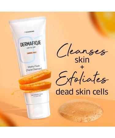 Derma.fique Facial Cleanser 100ml | Orange Zest Extract Oil Remover Micro Pearls Exfoliator | Soap-Free & Paraben-Free - Buy Online on GoSupps.com