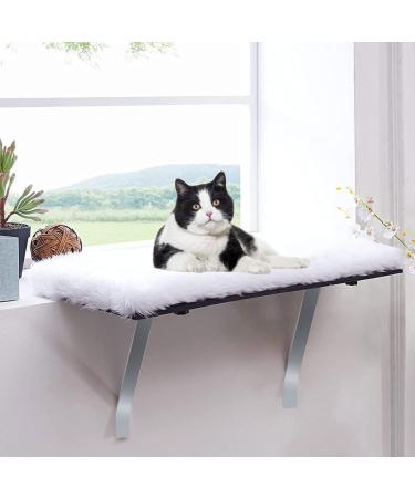 Kphico Cat Window Perch,Cat Hammock Window Seat for Large Indoor Cats &Kittens,Cat Window Shelf,Space Saving Window Mounted Cat Bed,Providing All-Around Sunbath A-White-Cat Window Perch