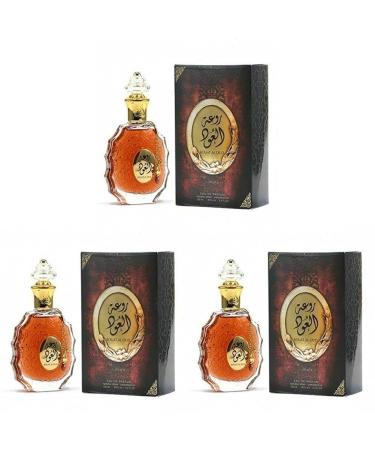 Lattafa Rouat Al Oud for Unisex Eau de Parfum Spray 3.4 Ounce (Pack of 3) Sandalwood 3.4 Fl Oz (Pack of 3)