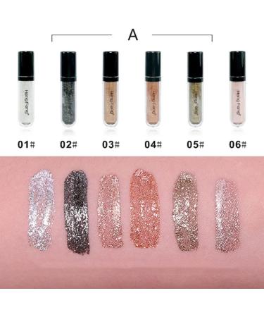 Eyeshadow - 6 Colors Liquid Eyeshadow Set | Waterproof Sparkly Eye for Women Girls Colorful Eyeliner Makeup Tool A:1-6# - Buy Online on GoSupps.com