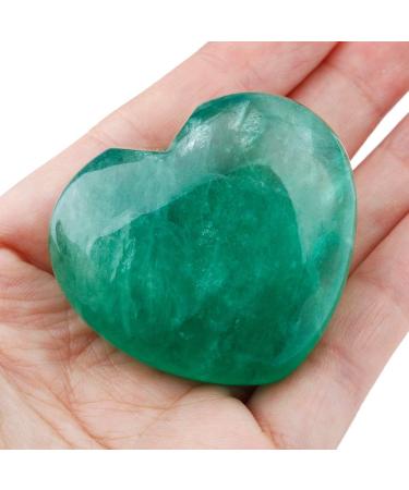 Nupuyai Green Fluorite Heart Worry Stone for Chakra Healing - 45mm - Buy Online on GoSupps.com