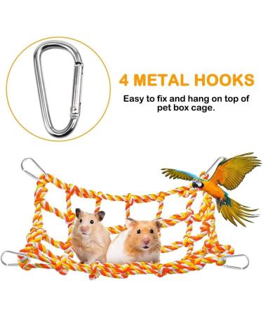 Bird Rope Climbing Network Hammock Swing for Small Pets | Cotton Climbing Rope with 4 Hooks for Rats Hamsters and Ferrets - 27.9 x 20.1cm Green - Buy Online on GoSupps.com
