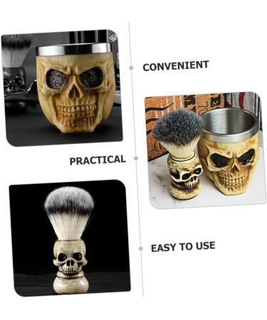 Villcase Men s Suit Stationery Box Set | Desk Organizer with Pen Holder Shaving Brush & Razor Holder - Portable Nylon Hairbrush & Skull Design - Buy Online on GoSupps.com