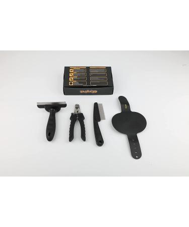 GloryPet 4 in 1 Professional Pet Grooming Kit: Brush, Deshedding Tool, Nail Clippers & Dematting Comb for Dogs/Cats - Long & Short Hair, Medium & Large Breeds (Black) - Buy Online on GoSupps.com