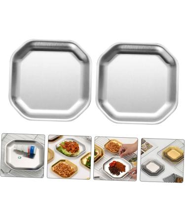 Zerodeko Dipping Bowls 4 pcs Stainless Holder Food Pickle Sushi Silver Dish Tray Bowl Kitchen Trays Household Sauce for 10.4X10.4X0.3CMx2pcs Silverx2pcs - Buy Online on GoSupps.com