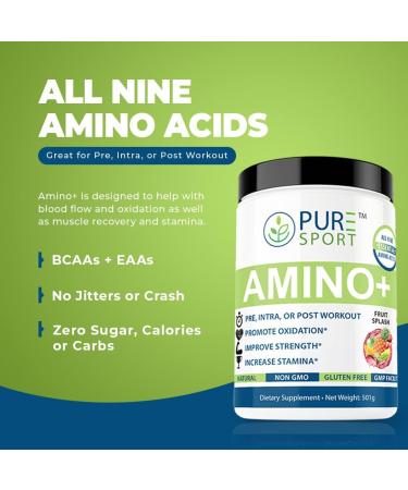 PURE Amino Blend - All Nine Essential Amino Acids (BCAA) for Maximum Muscle Growth | International Shipping Available - Buy Online on GoSupps.com
