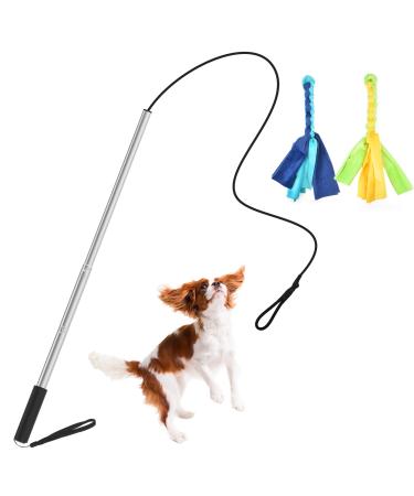 Zttark Flirt Pole for Dogs Outdoor Funny Interactive Dog Toys Extendable Teaser Wand Pet Flirt Stick Outdoor Interactive Toy for Small Medium Large Dogs Training Pulling Playing Exercise