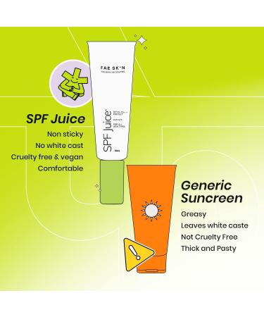 F A E B eau ty No White Cast Lightweight Sunscreen With SPF 50+ PA++++ | Fragrance Free Natural Finish | Non Greasy Broad Spectrum SPF Juice | Hydrates Skin | For All Skin Types | Vegan (50ml) - Buy Online on GoSupps.com