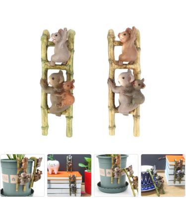 Beaupretty 2-Piece Mini Resin Pulling Pot Decoration - Cute Animal Statues for Cake & Outdoor Decor | Perfect Hanging Planters - Buy Online on GoSupps.com