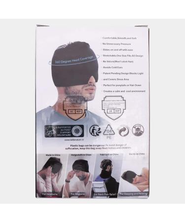 Baogaier Migraine Mask - Reversible Cooling Gel Cap for Headache Relief Stress Relief and Eye Comfort | Reusable Black Cooling Hat - Buy Online on GoSupps.com