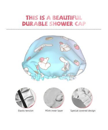 Cute Anime Shower Cap for Women and Girls | Double Layered, Reusable, Waterproof | Adjustable Fit for All Hair Lengths | One Size - Buy Online on GoSupps.com
