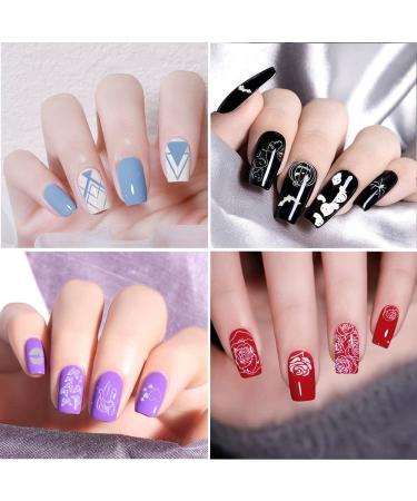Nail Stamping Plate Gel Set - 23 pcs Kit with 10 Stamping Plates, 10 Colors Stamp Gel, Nail Stamper, Scraper, Storage Bag - Leaf, Flower, Animal, Butterfly, Holiday Lace Design - Square Nail Stamping Plates - Buy Online on GoSupps.com