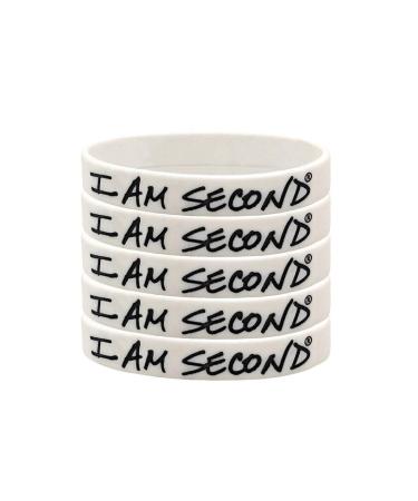 I am Second Adult 5 Pack Wristbands White
