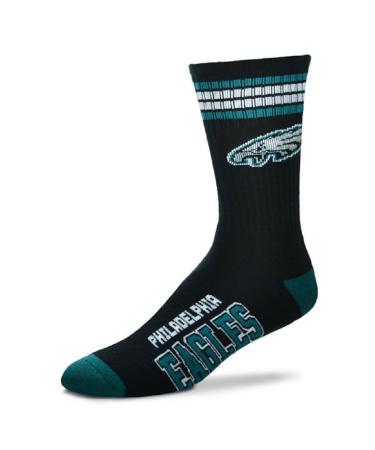 For Bare Feet Men's NFL 4-Stripe Deuce Performance Crew Socks Philadelphia Eagles Large Team Color