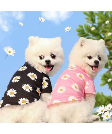 WEYATO Dog Shirt Flowers Summer Cool Beach Cotton Vest for Dogs Cats - Adorable Pink Small Pet Apparel - Buy Online on GoSupps.com